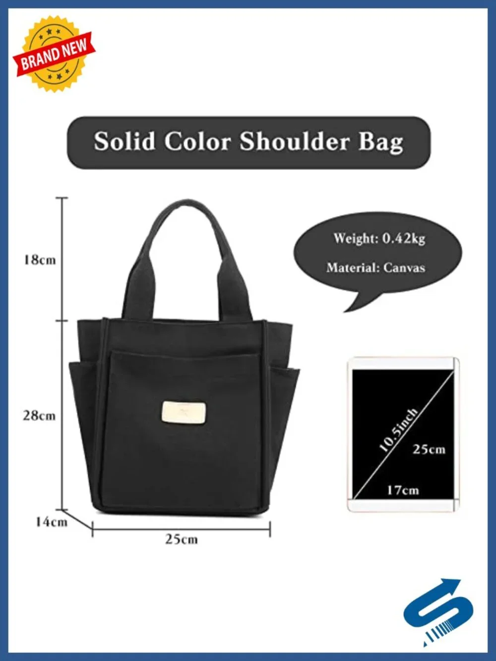 Canvas Tote Shoulder Bag Large Multi-Pocket Purse